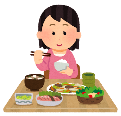 バランスの良い食事をとる女性