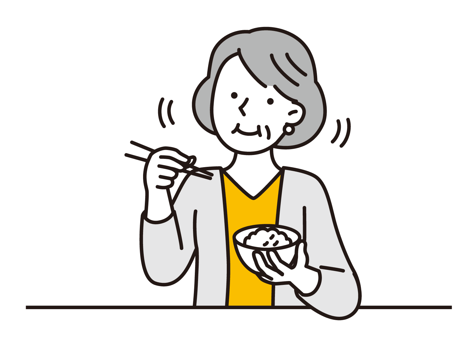 自分の歯で食事する高齢女性