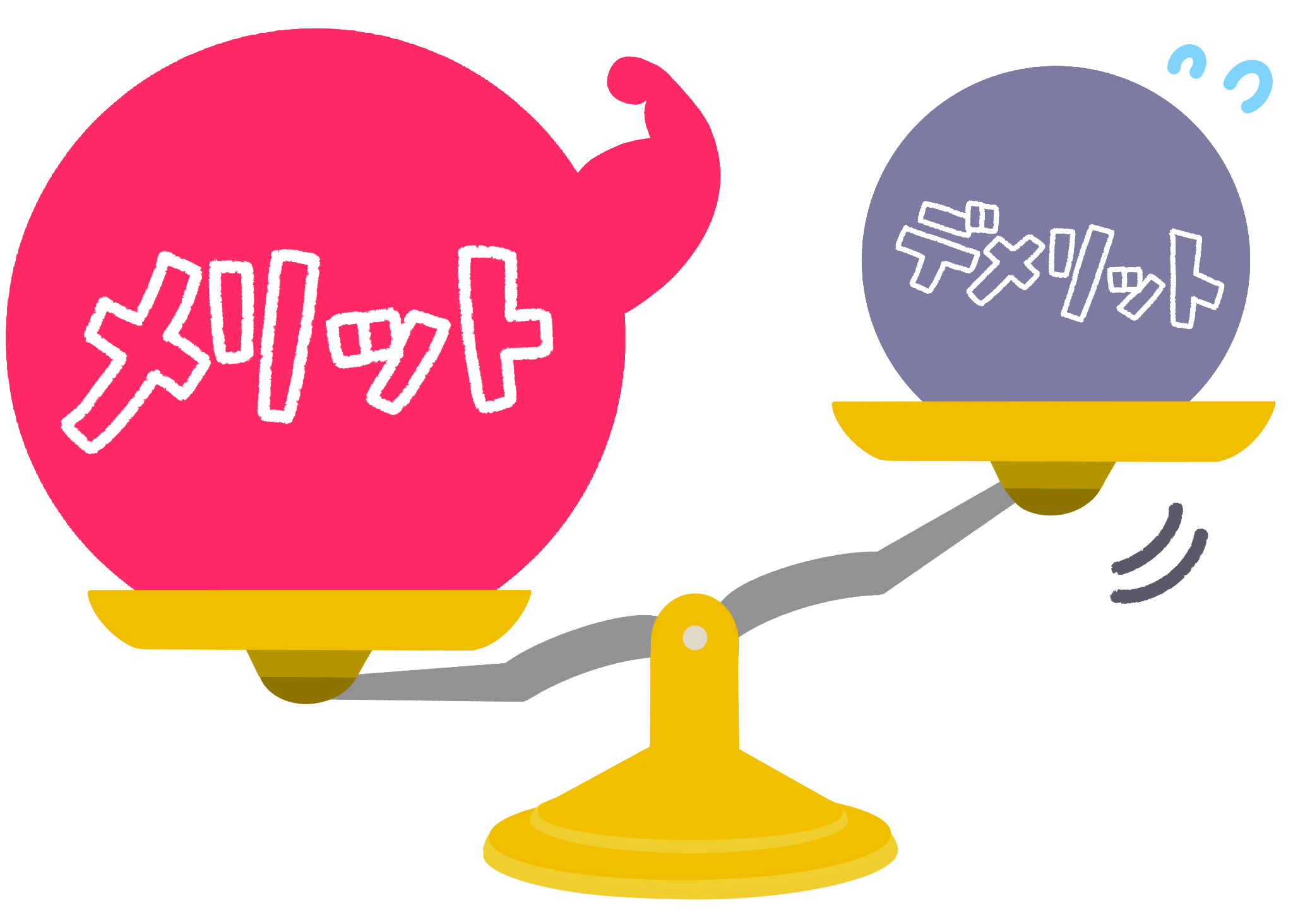 メリットとデメリットを考えるイメージ