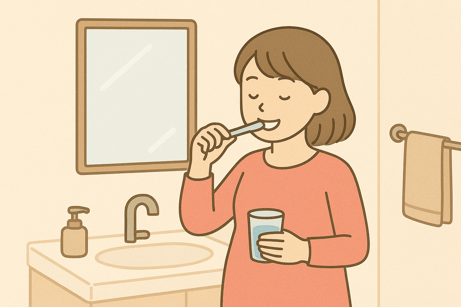 歯磨きをする女性