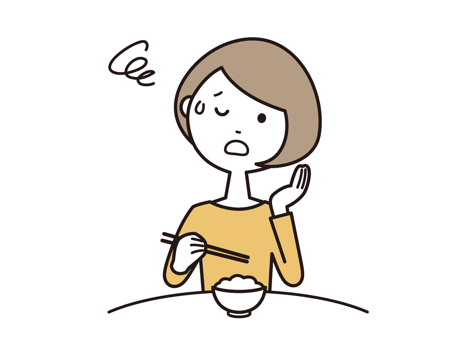 食事中に歯に違和感を感じる女性