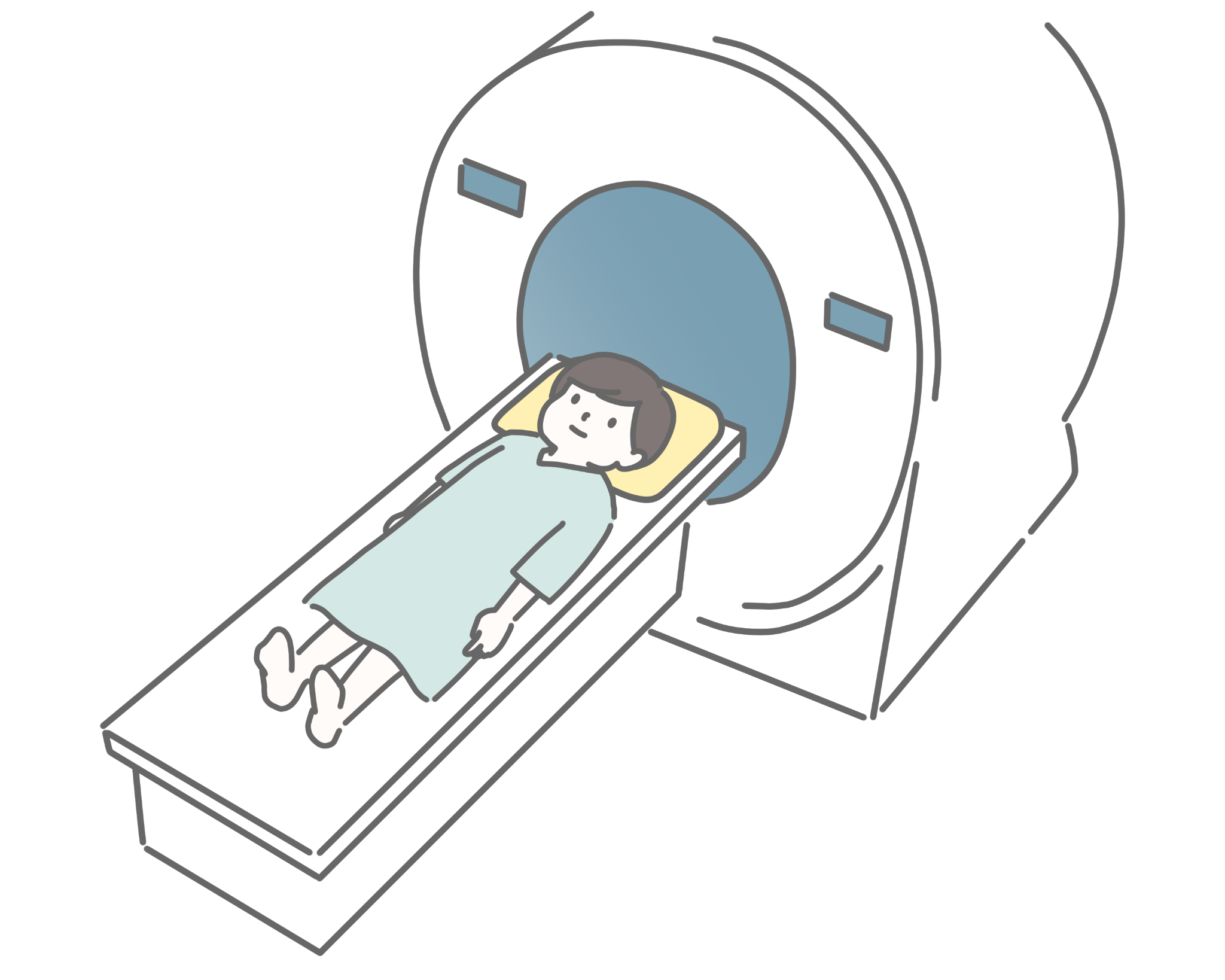 MRIの検査を受ける男性