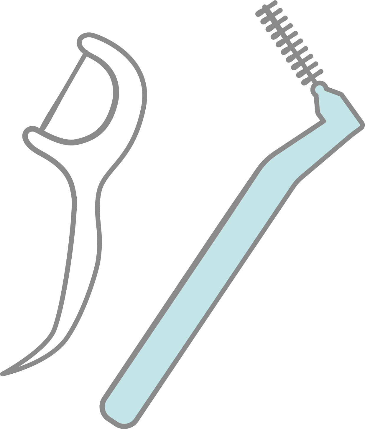 デンタルフロスと歯間ブラシ