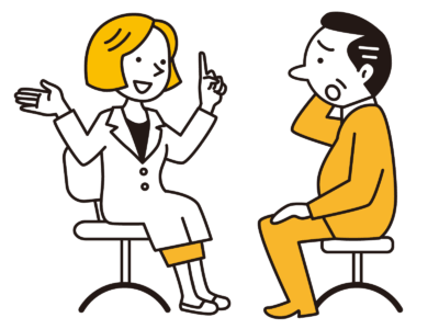 インプラントの相談をする男性