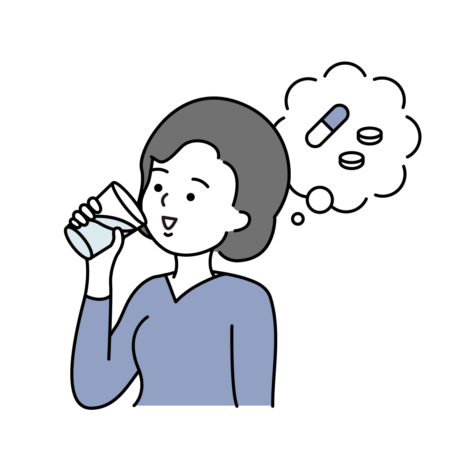 痛み止めを服用する女性